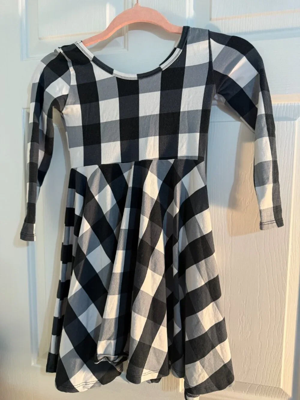 Wild Rich Kids Plaid Twirl Dress Girls 7/8 Long Sleeve Buffalo Check